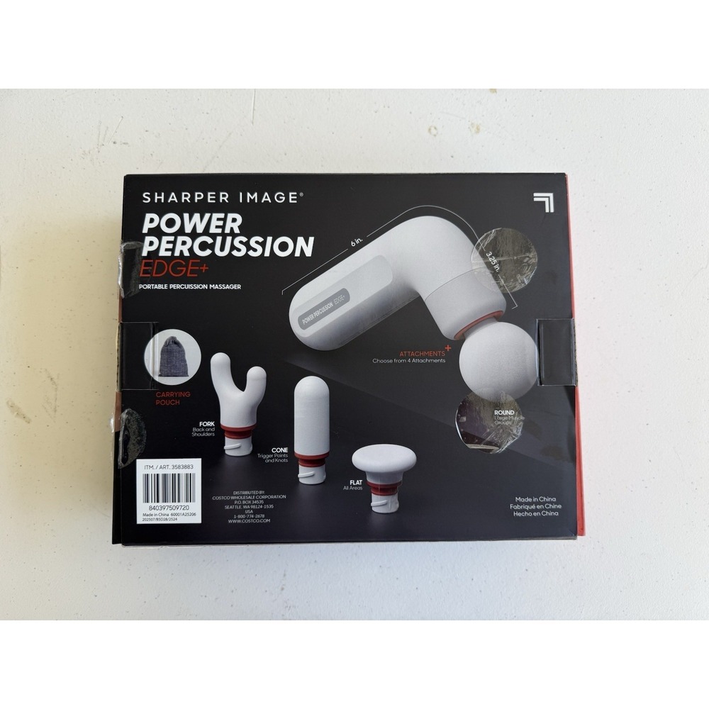 Sharper Image Power Percussion Edge+ Portable Cordless Massage Gun (4 Heads) - Picture 2 of 5
